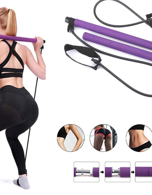 Yoga Pilates Bar Stick Exerciser Pull Rope Gym Workout Pilates